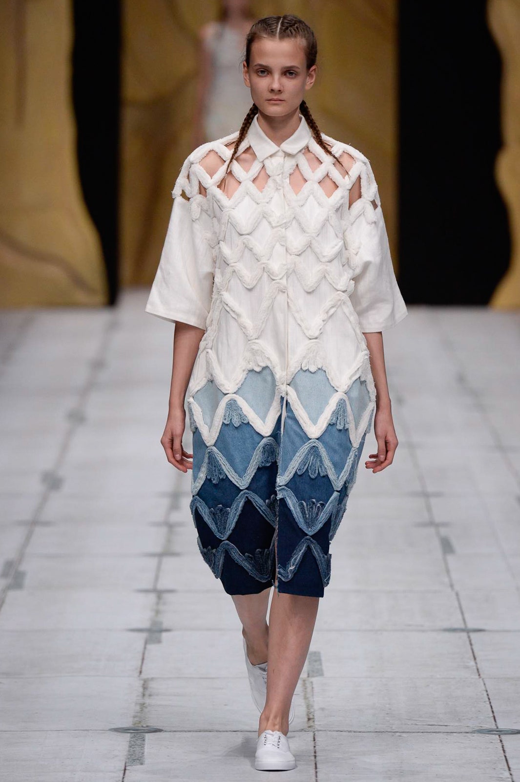 white and blue layered dress