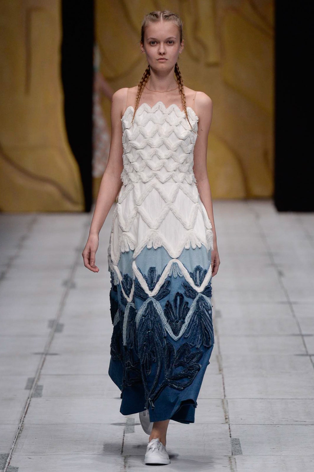 white and blue embroidered maxi dress