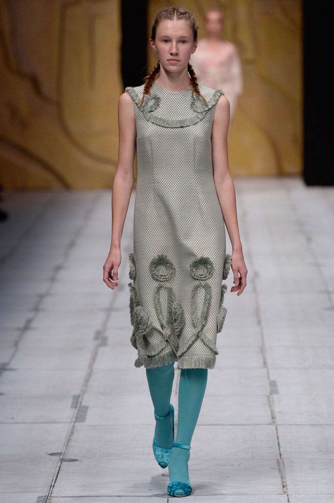 green embroidered midi dress