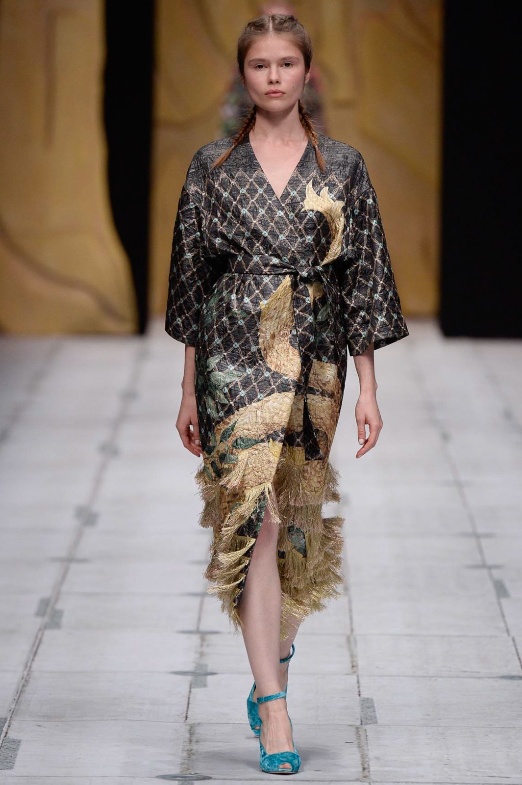 black silk fringed dress