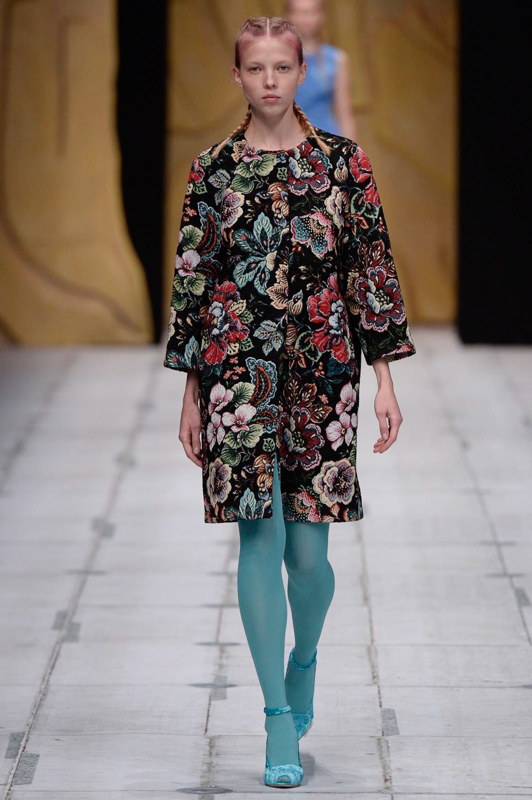 black embroidered coat