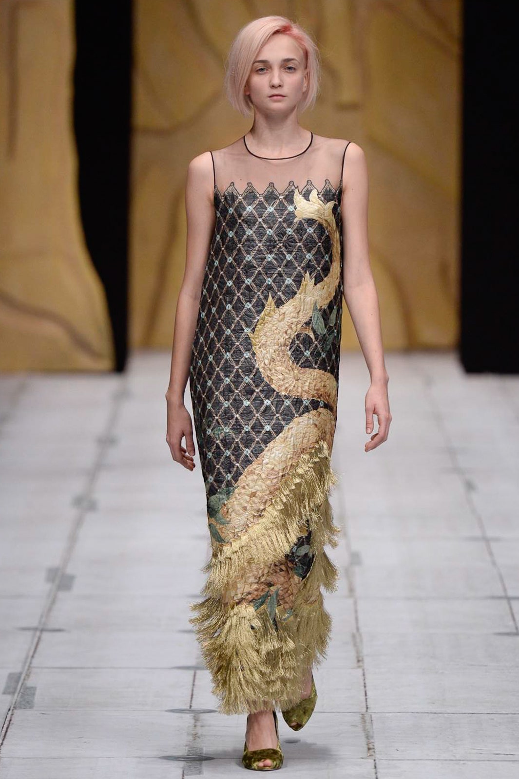 gold embroidered gown
