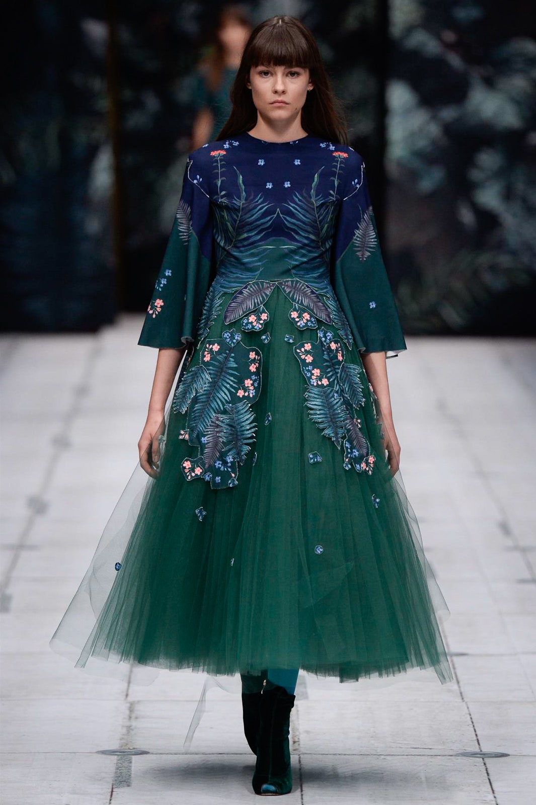 green embroidered midi dress