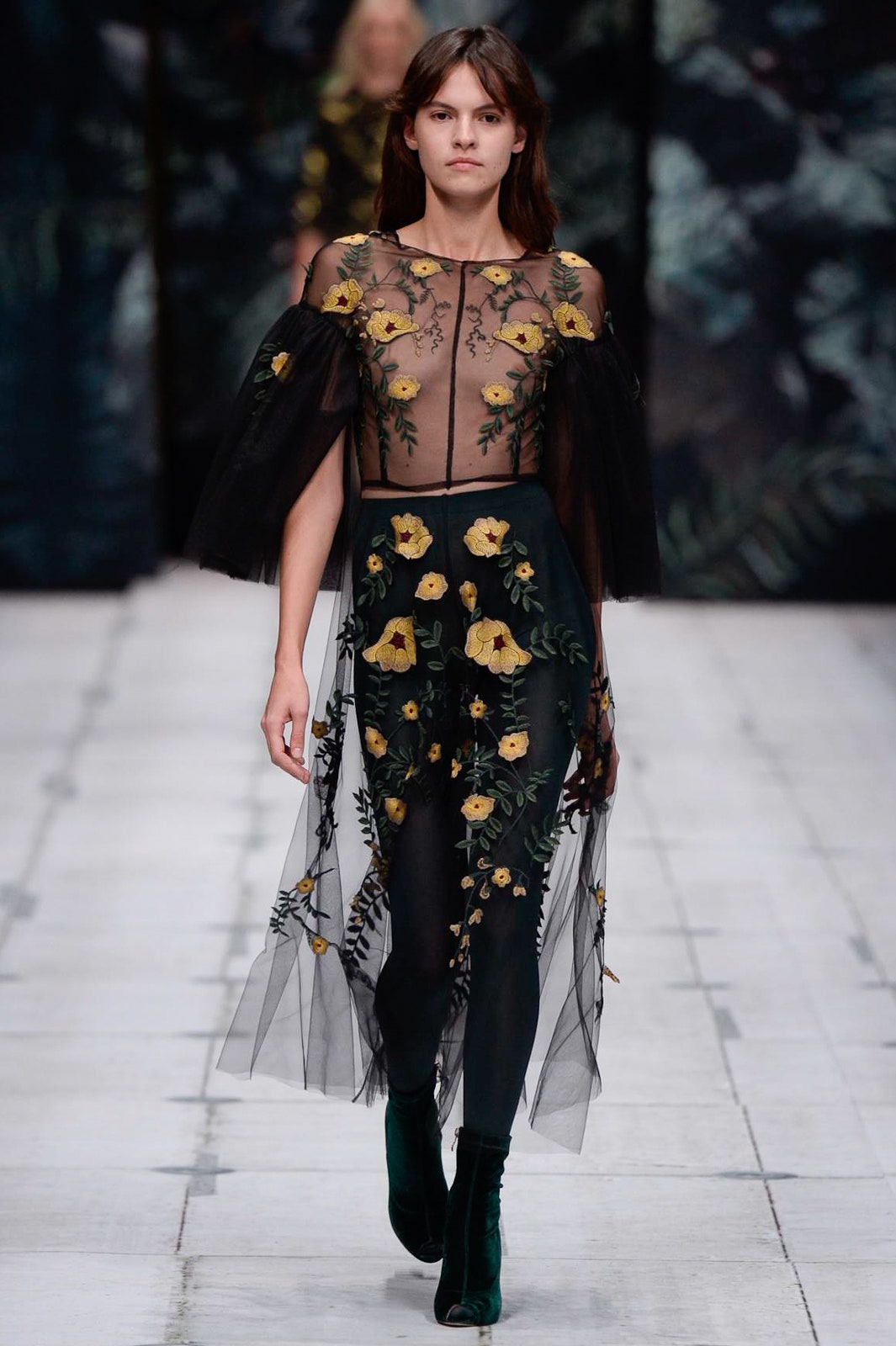 black embroidered midi dress