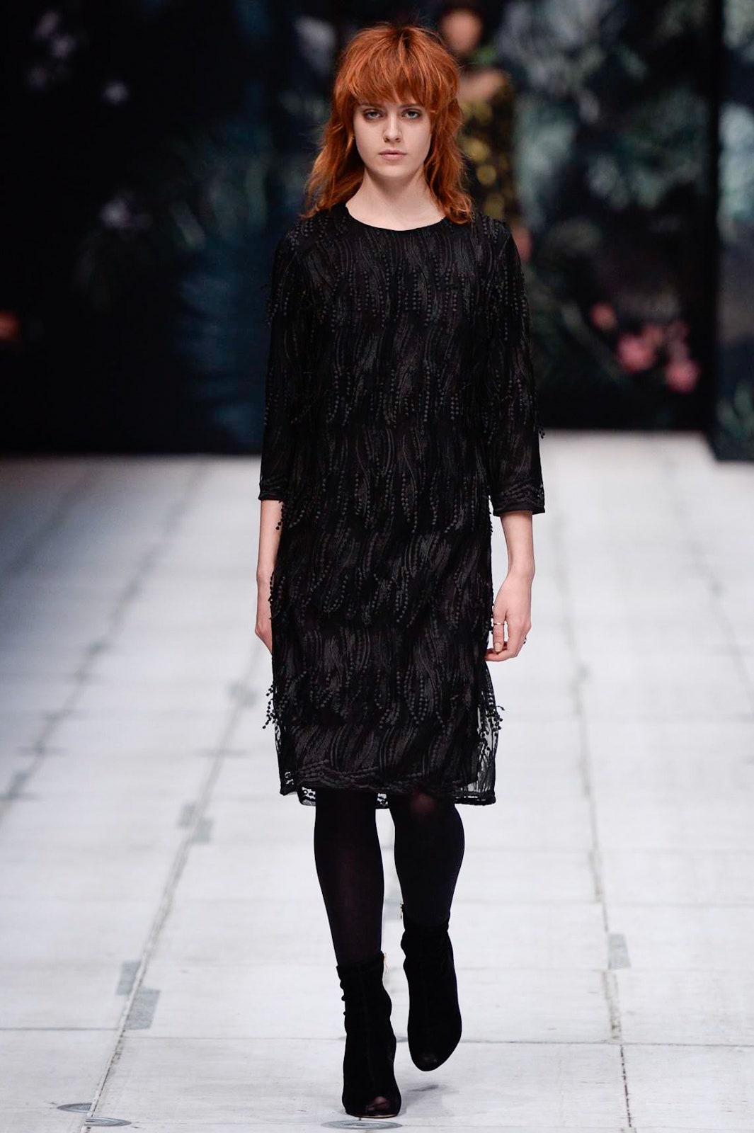 black silk long-sleeve dress