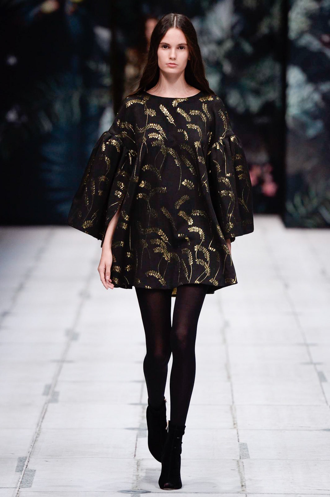 black embroidered short dress