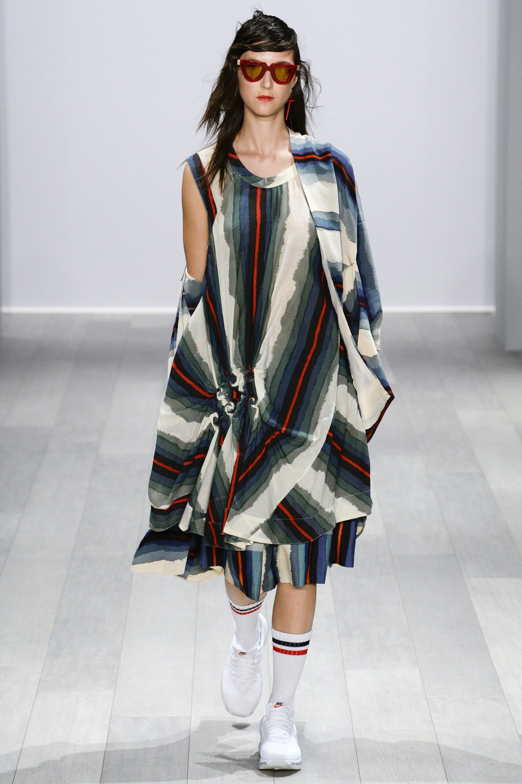 blue cotton long-sleeve collared oversized layered jacket