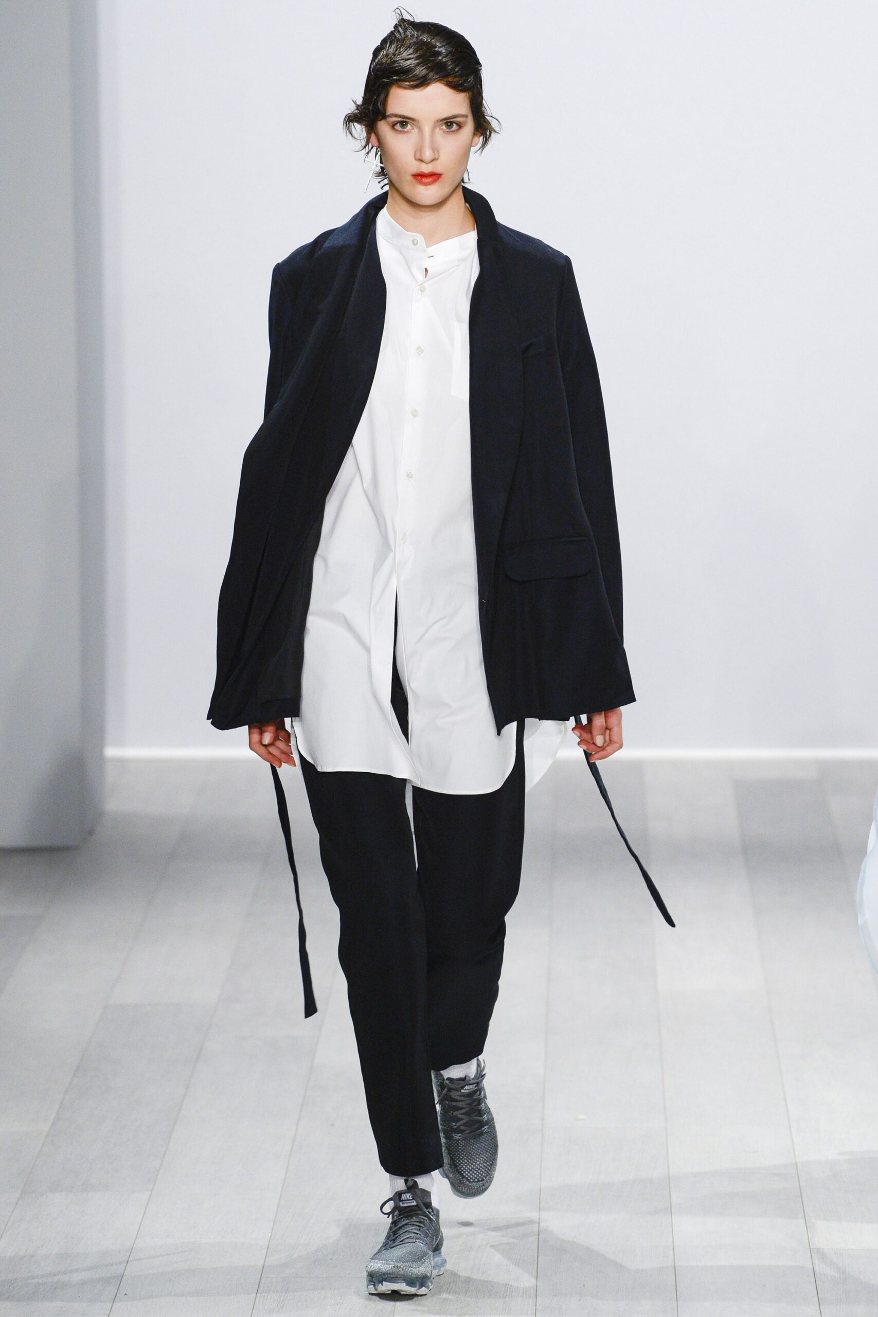 black relaxed jacket with white shirt