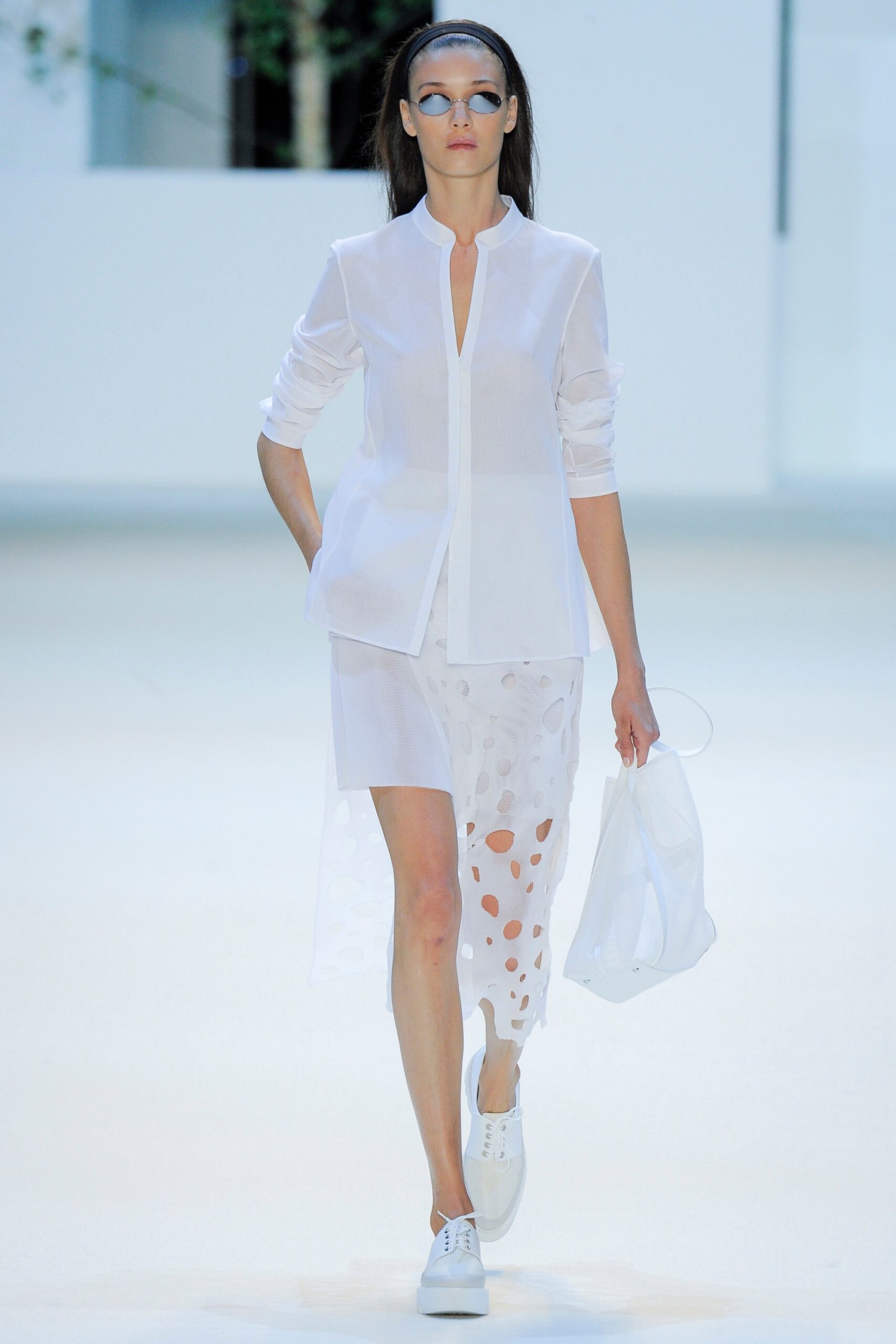 white fitted shirt and skirt