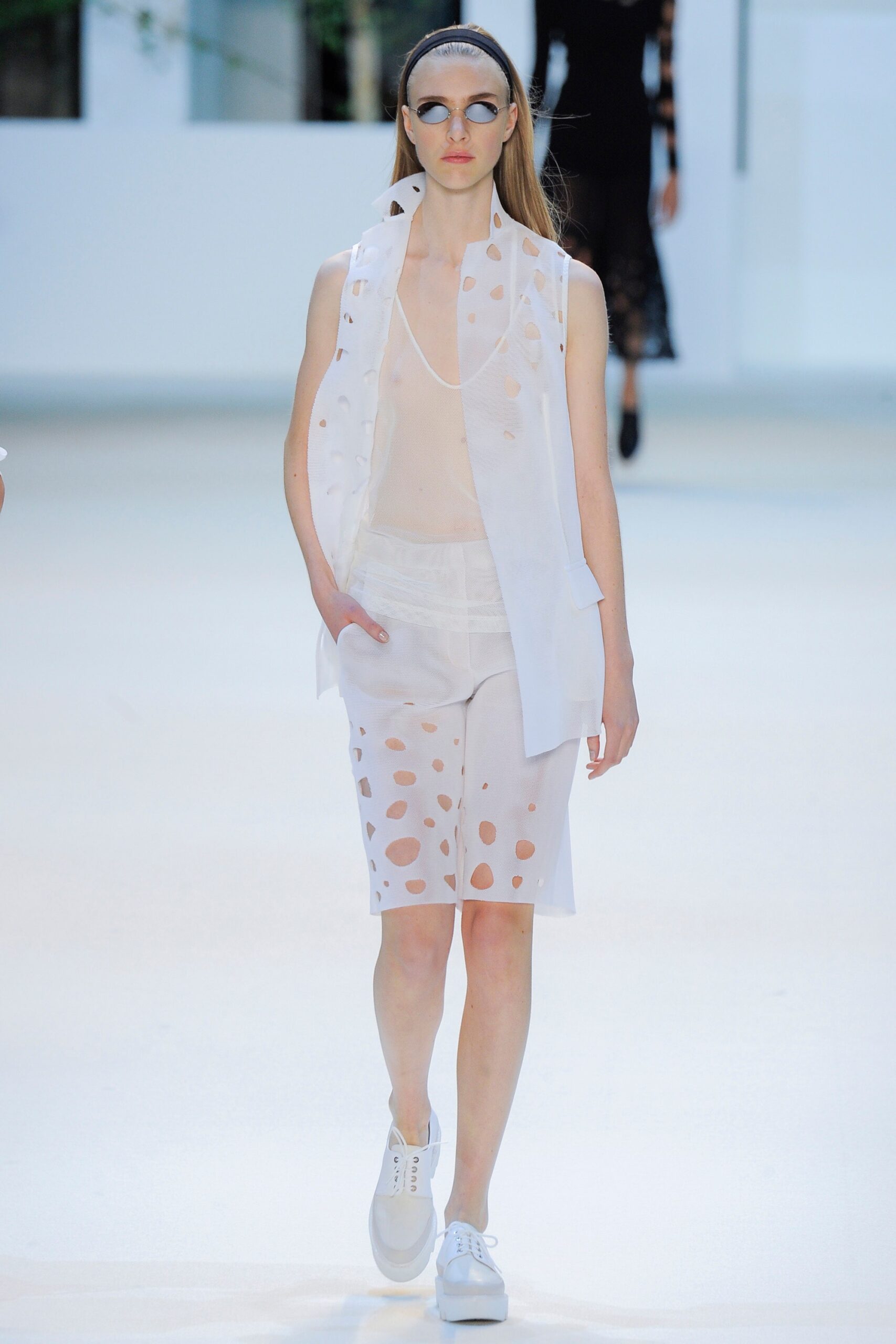 white cutout top and shorts