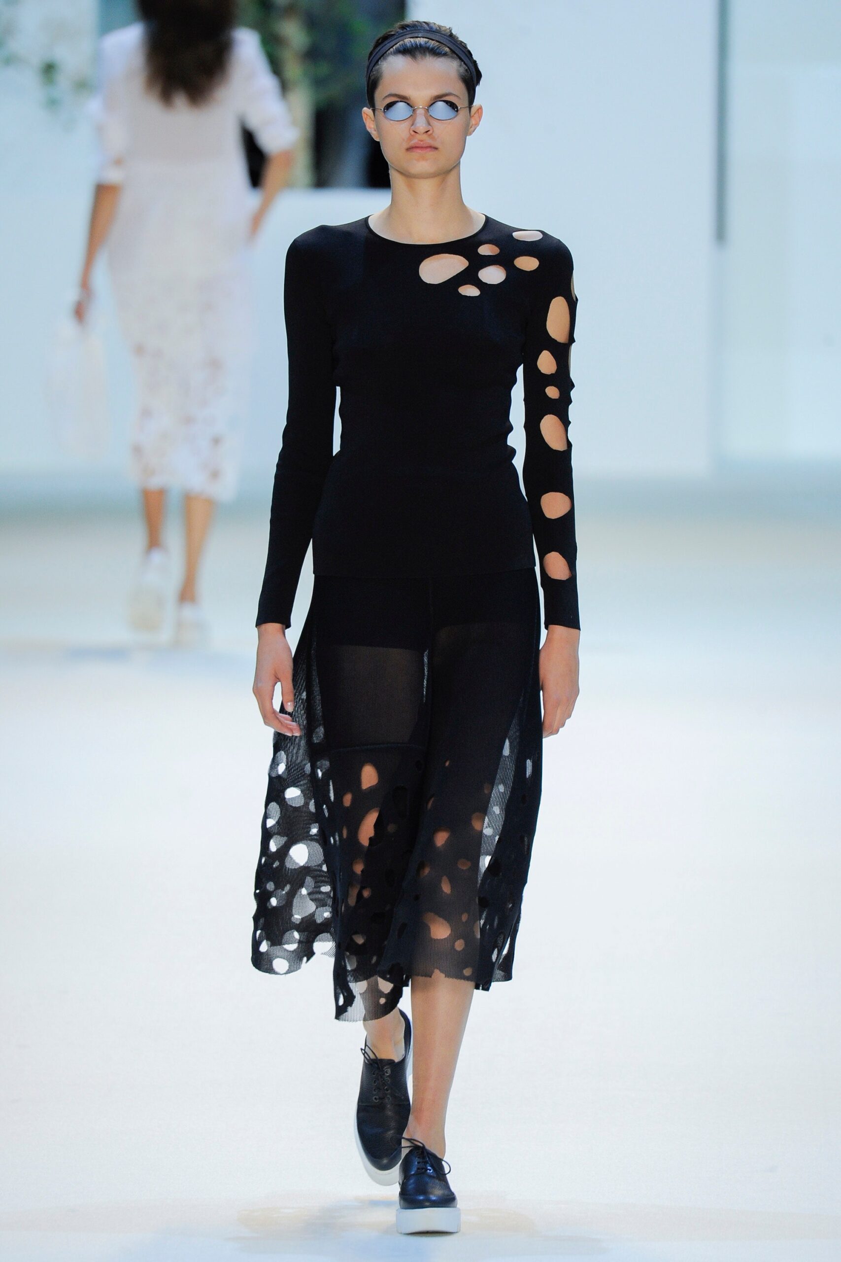 black cutout midi dress