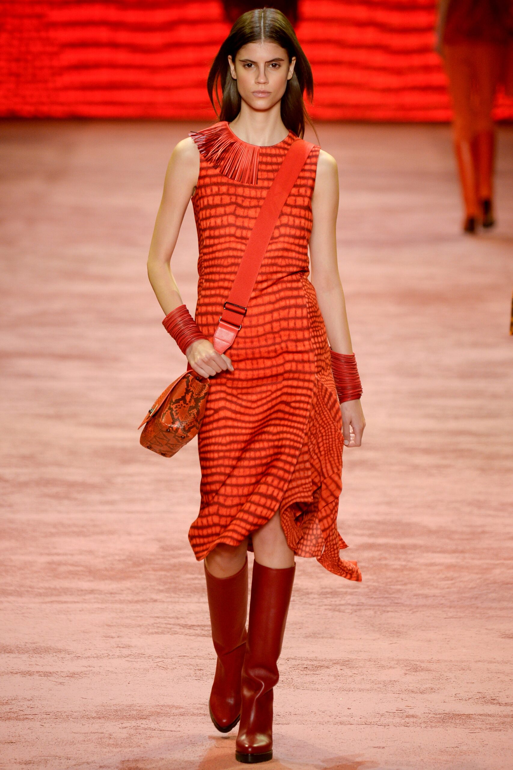 orange leather zippered bag