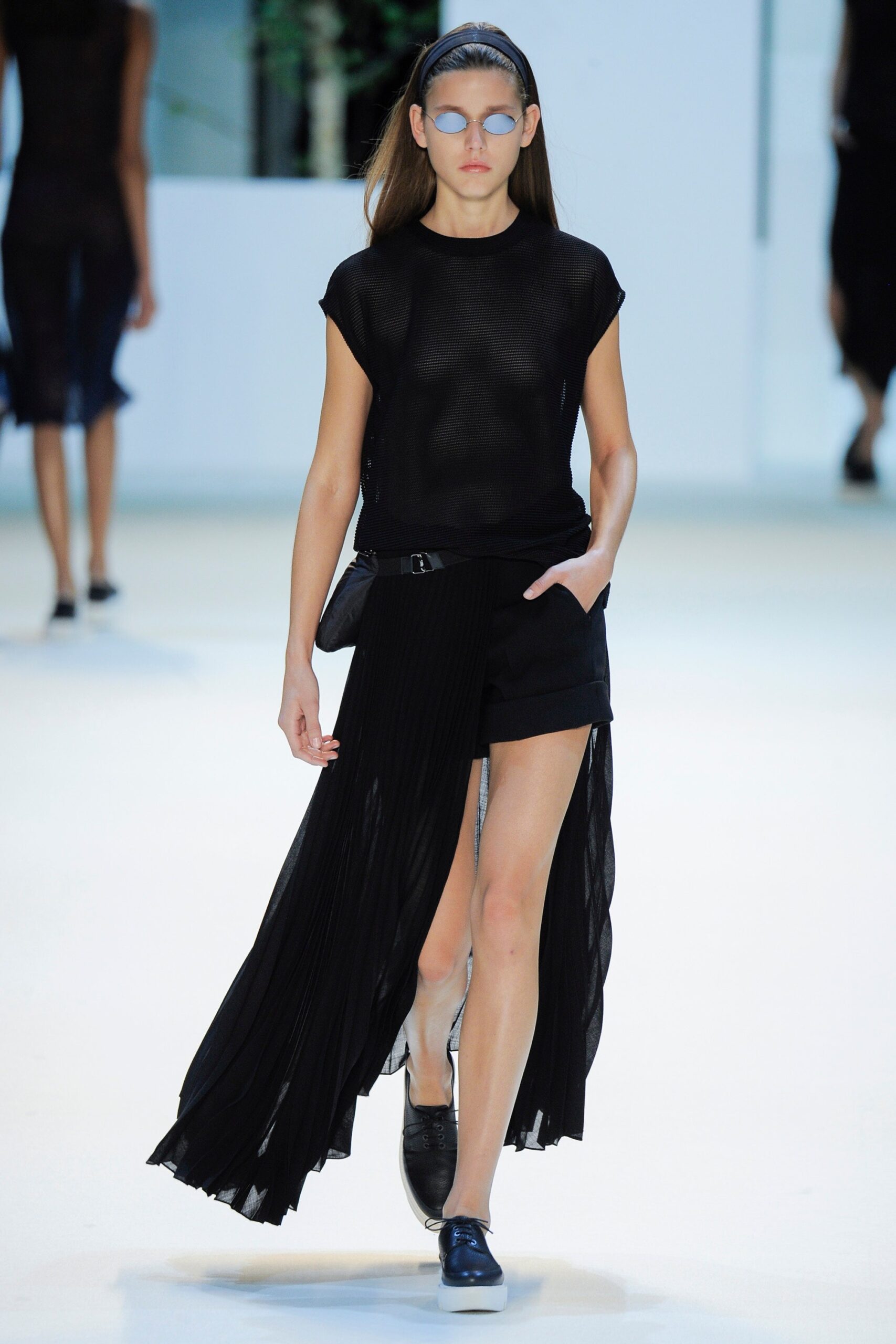 black sheer top with cape