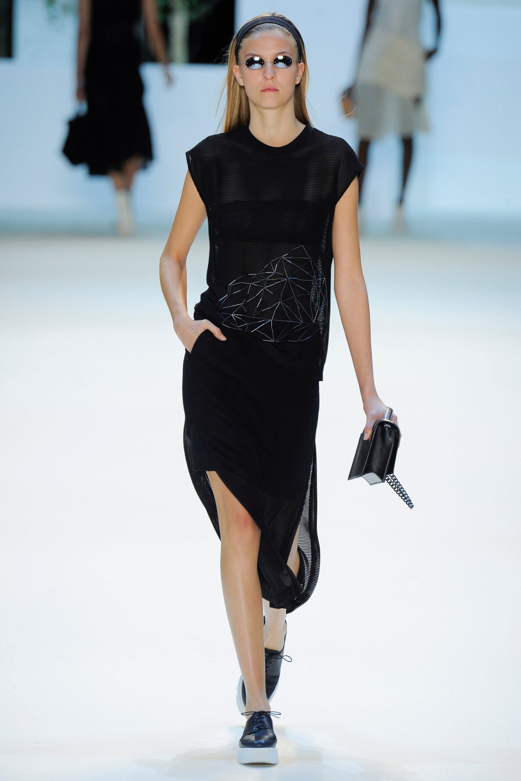 black fitted top and skirt