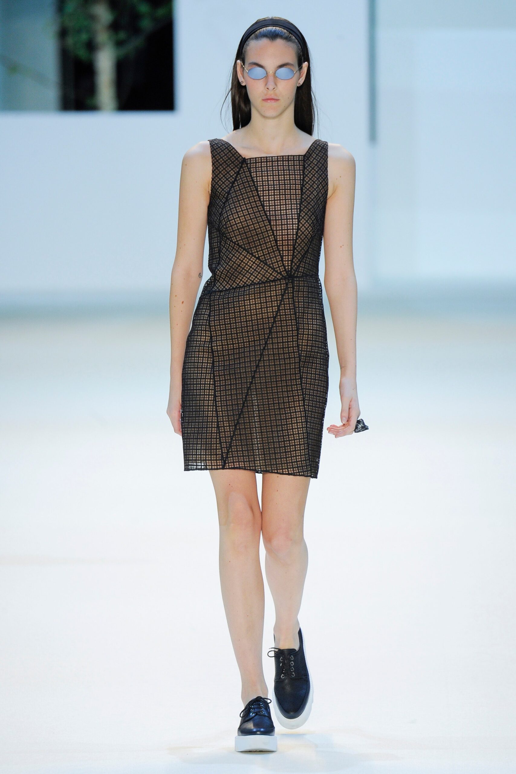 black mesh sleeveless dress