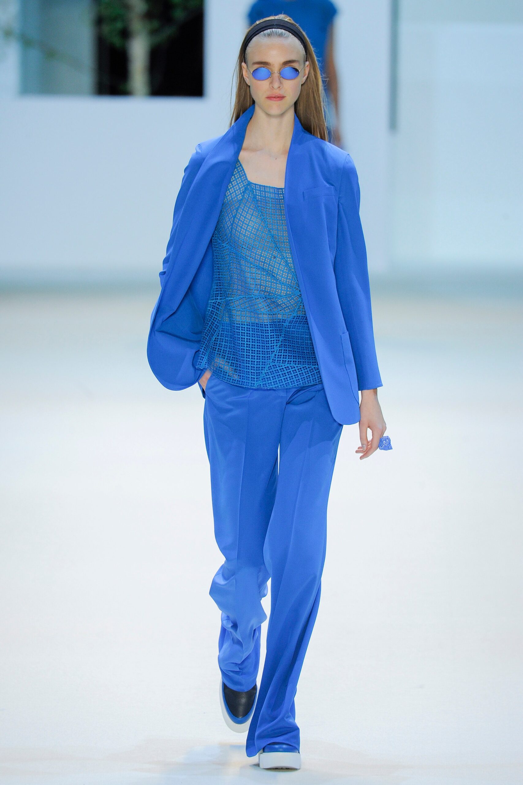 blue tailored blazer and pants