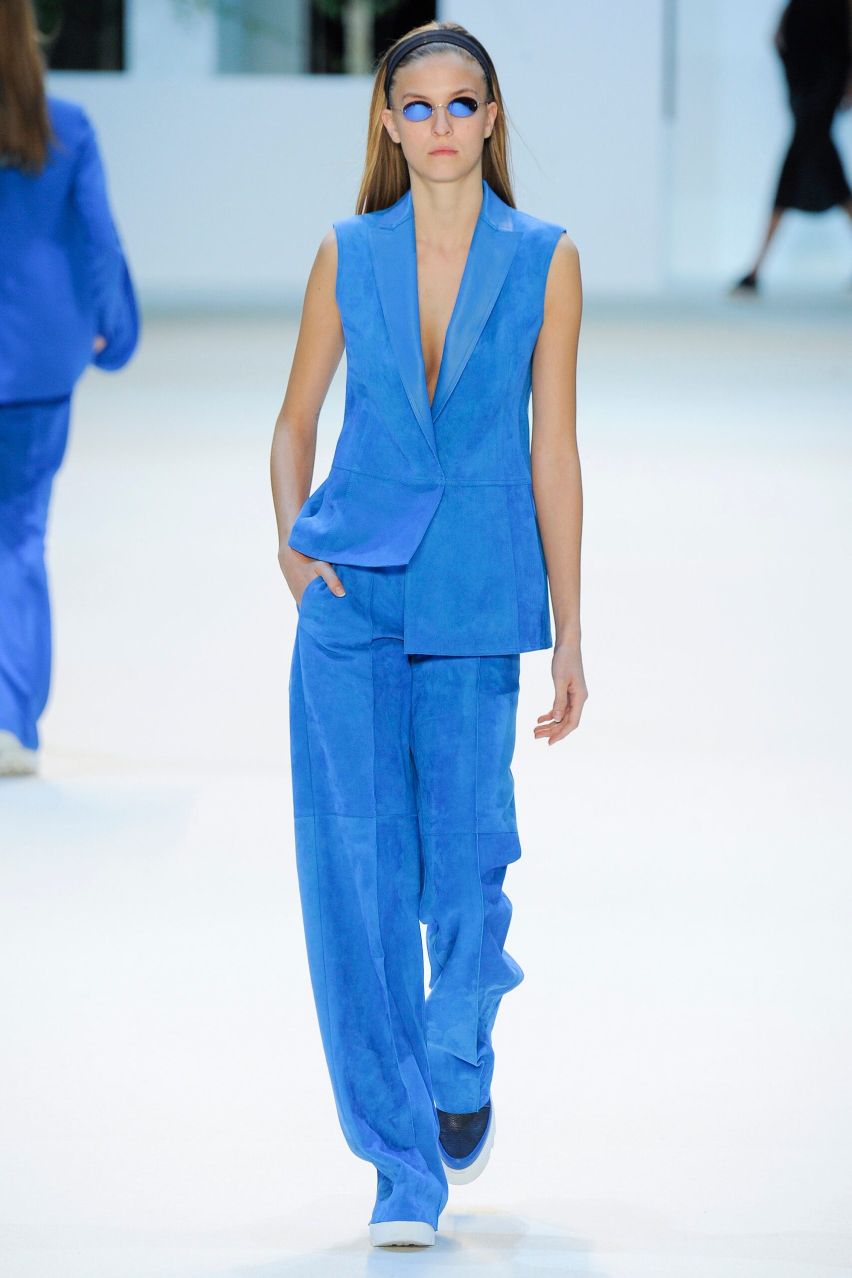 blue suede tailored suit