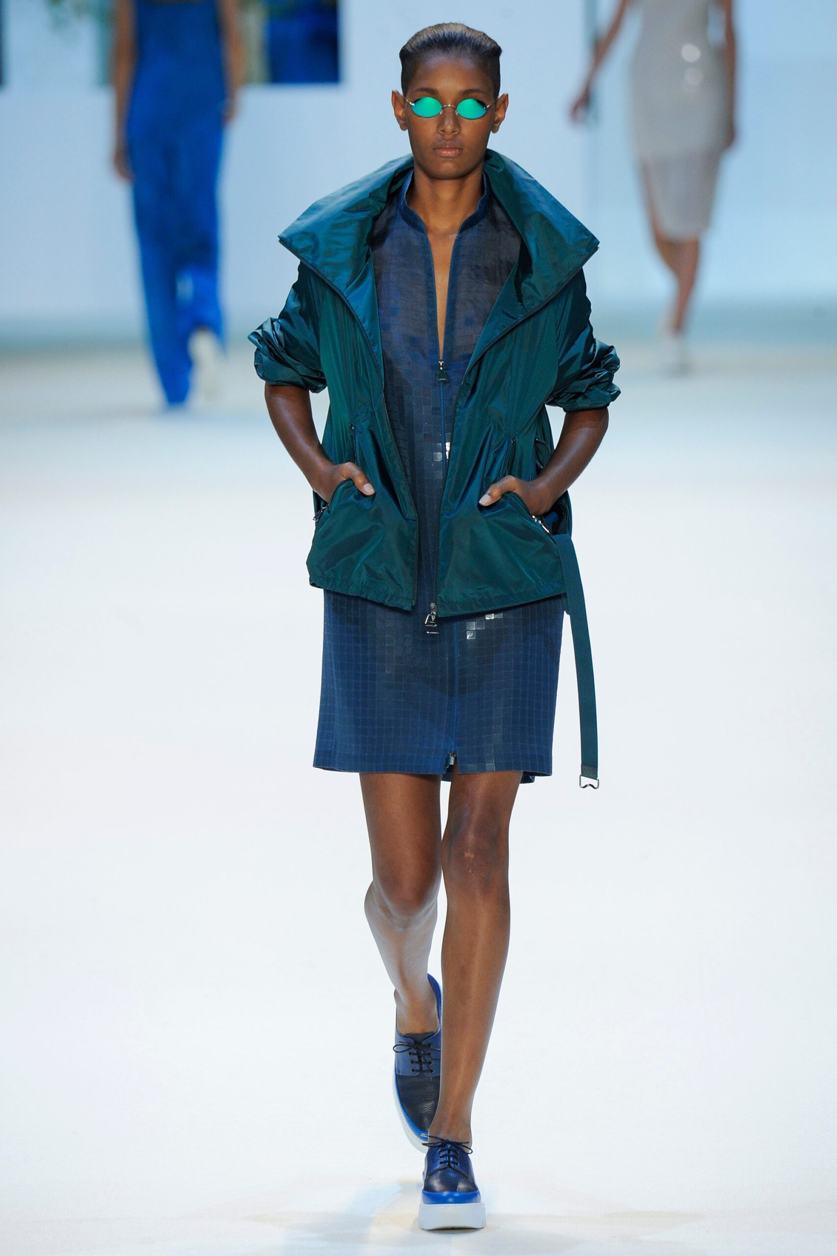 blue green relaxed jacket with shirt-dress