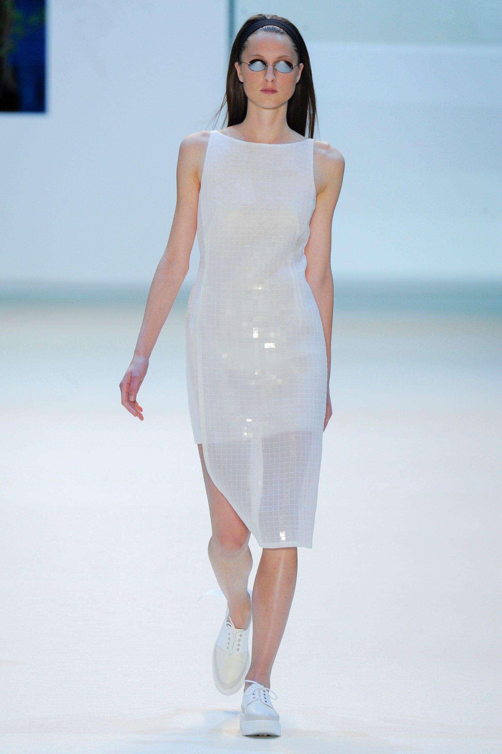 white sheer asymmetric dress