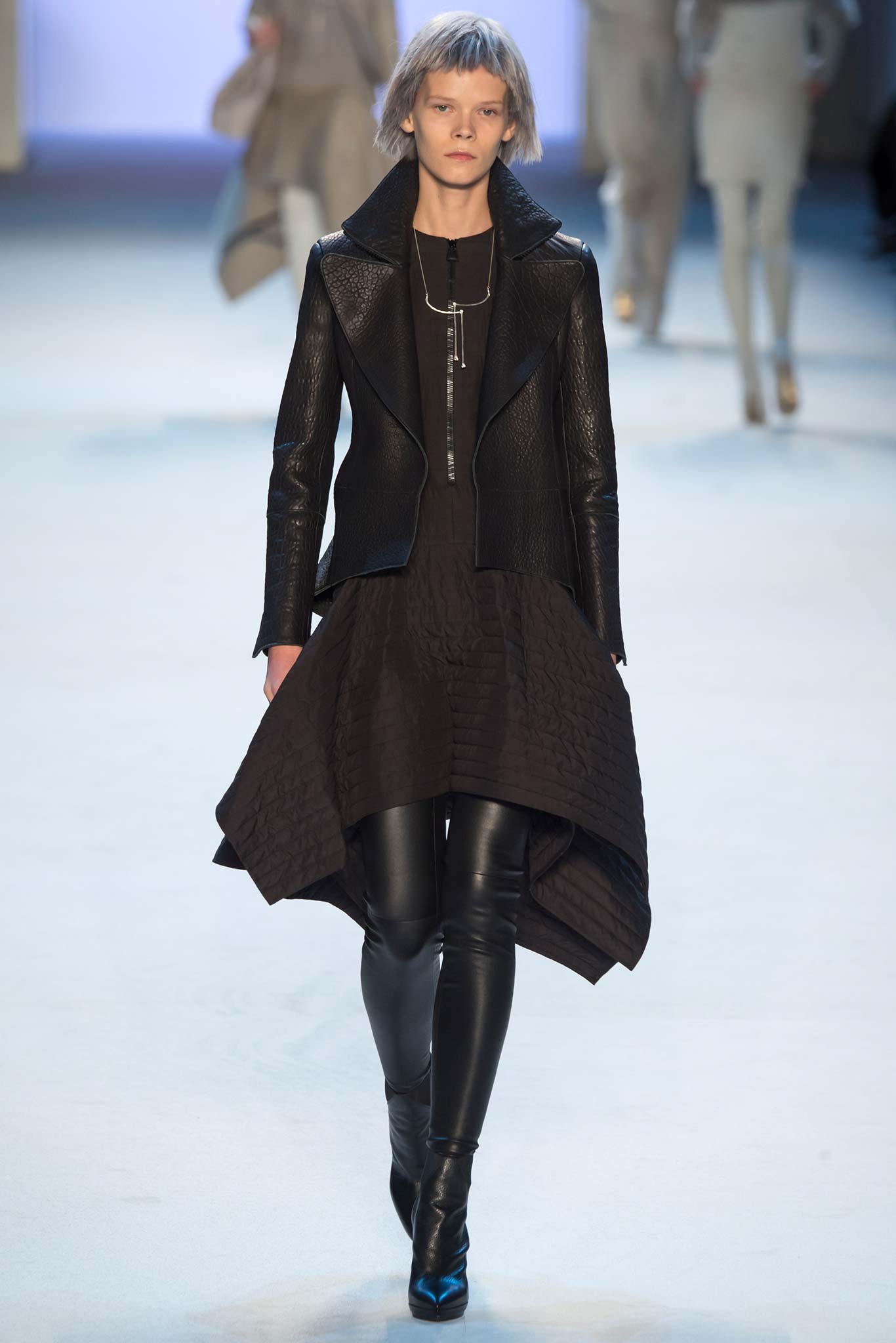 black leather jacket and dress