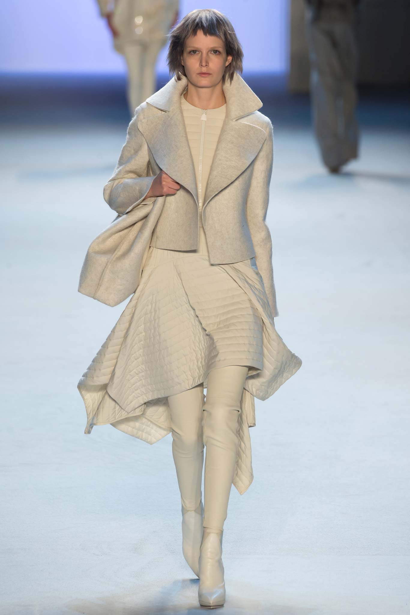 white wool coat with dress