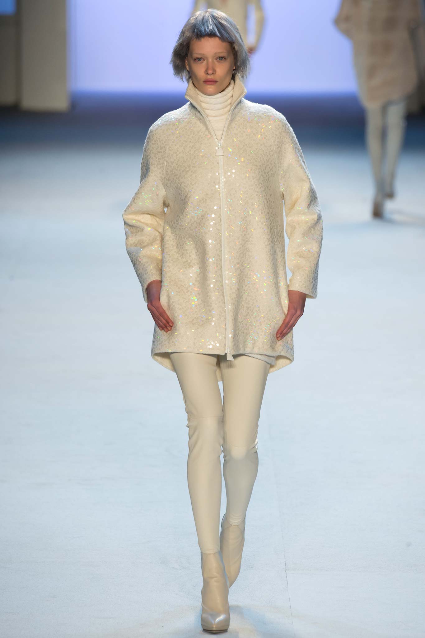 white wool coat with turtleneck