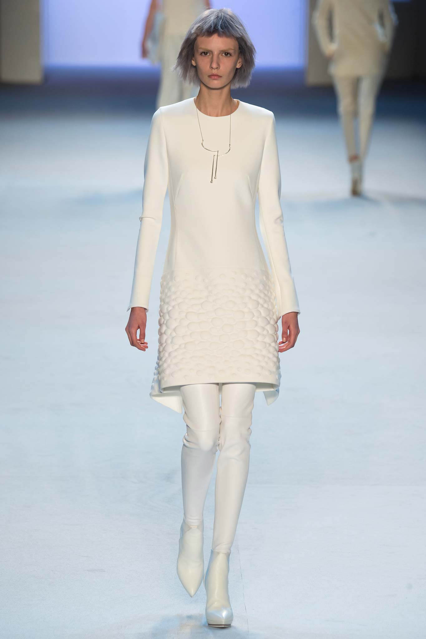white fitted dress with pants