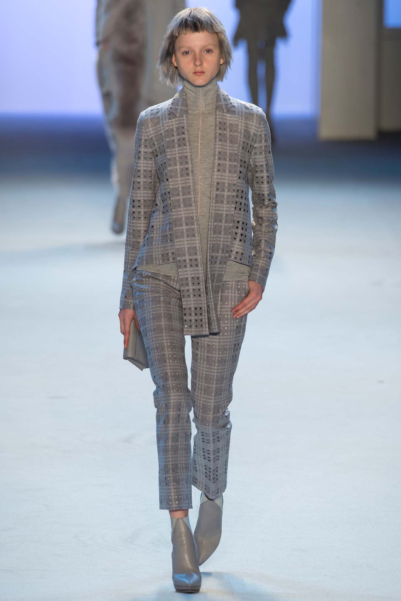 fitted gray checked suit