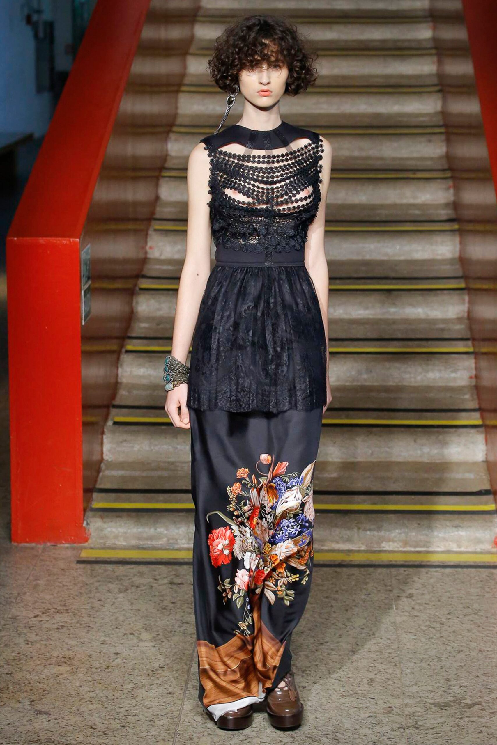 black multi embroidered maxi dress