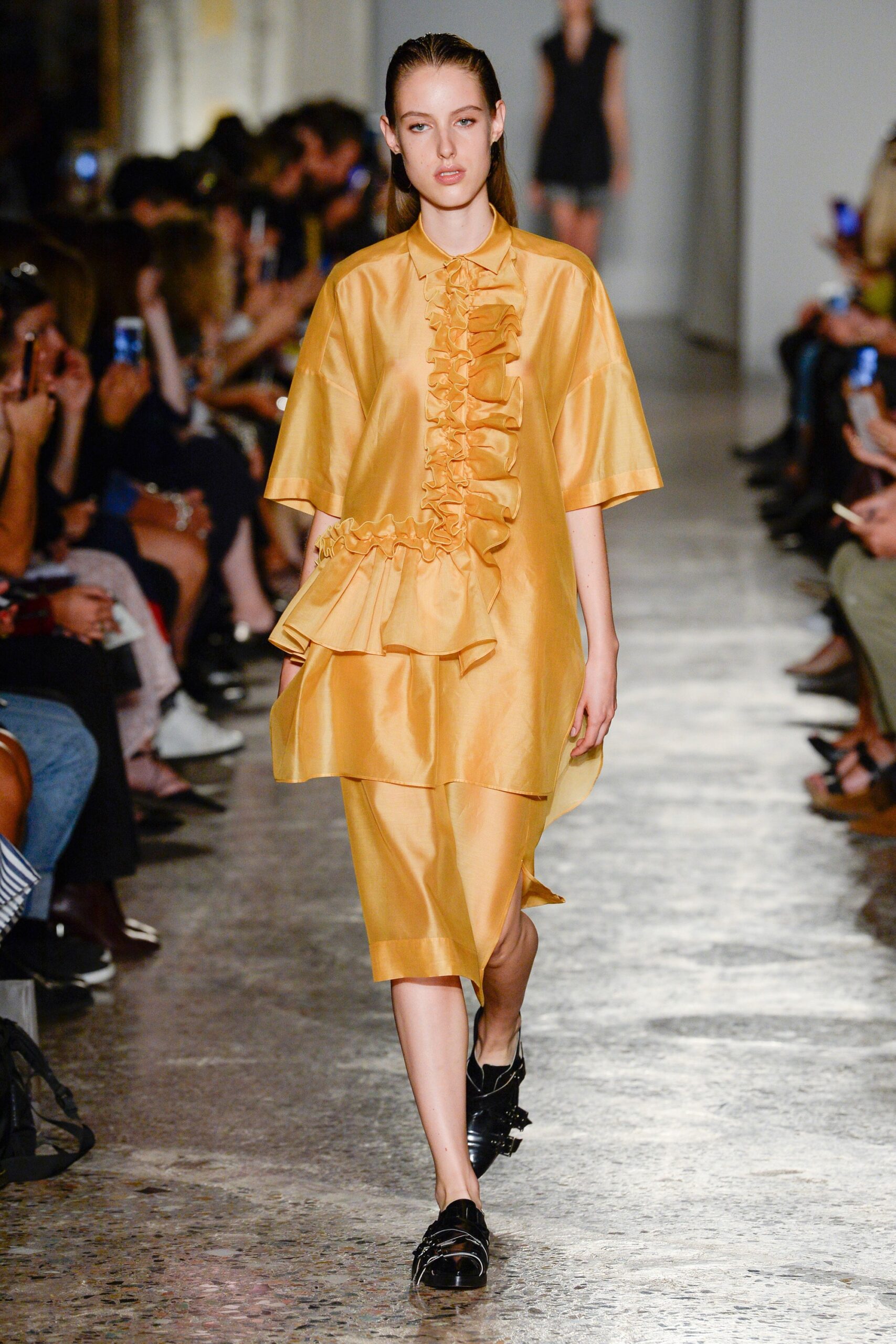 yellow silk relaxed dress