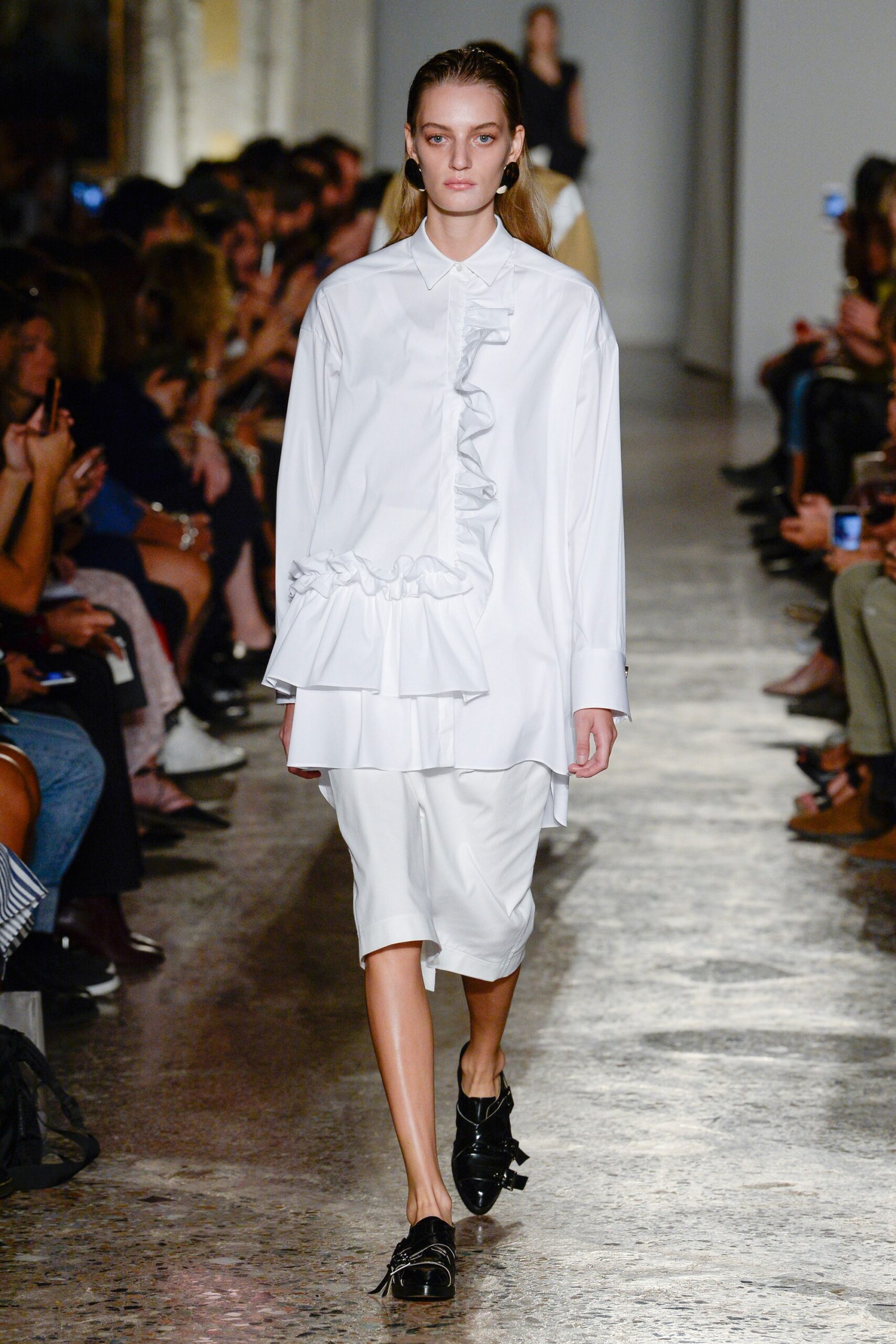 white relaxed shirt and shorts