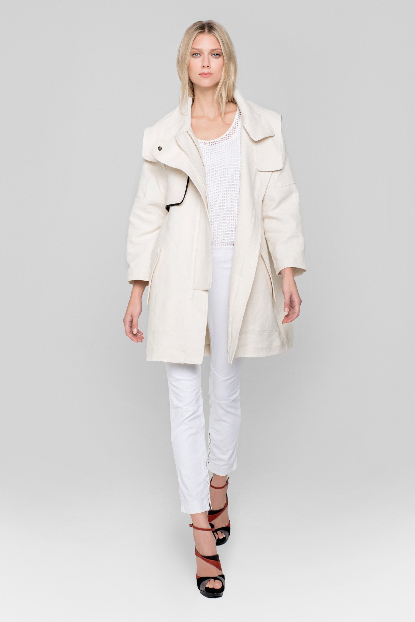 white coat with fitted top
