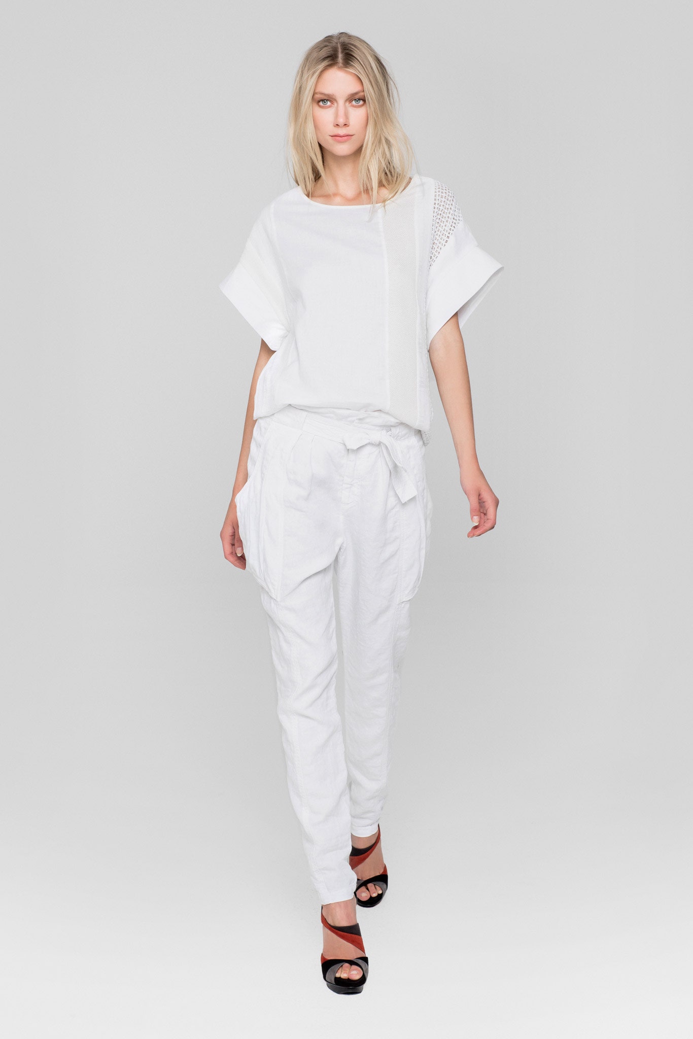 white relaxed top and pants