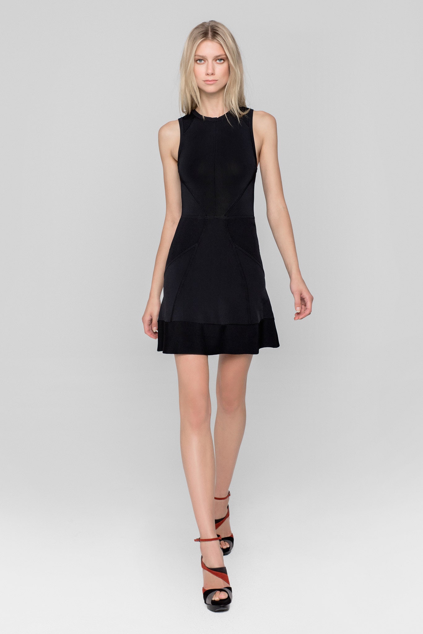 black fitted mini dress