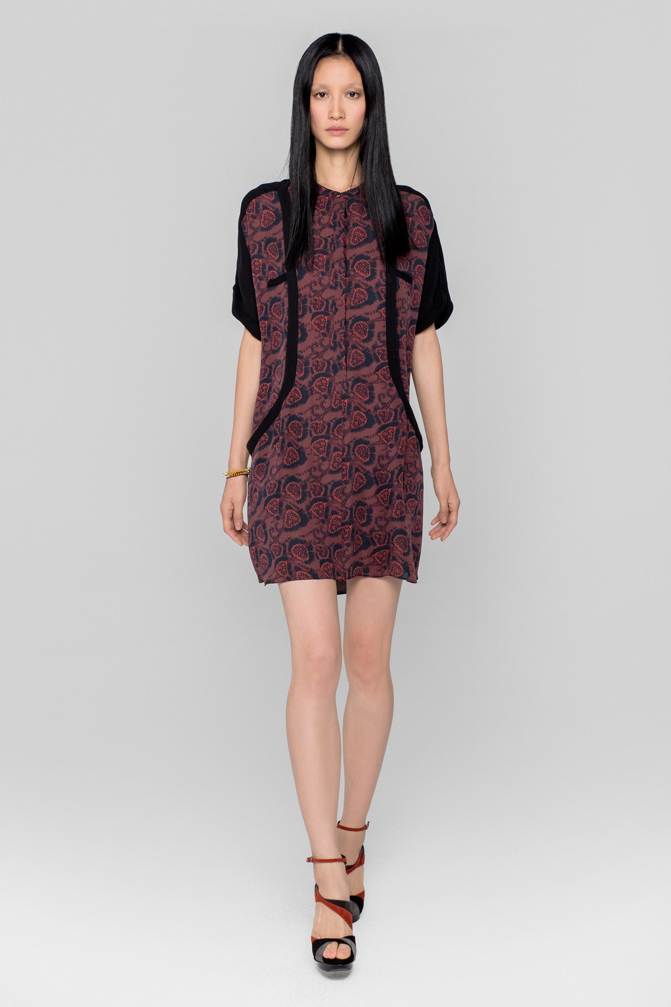 black and red printed mini dress