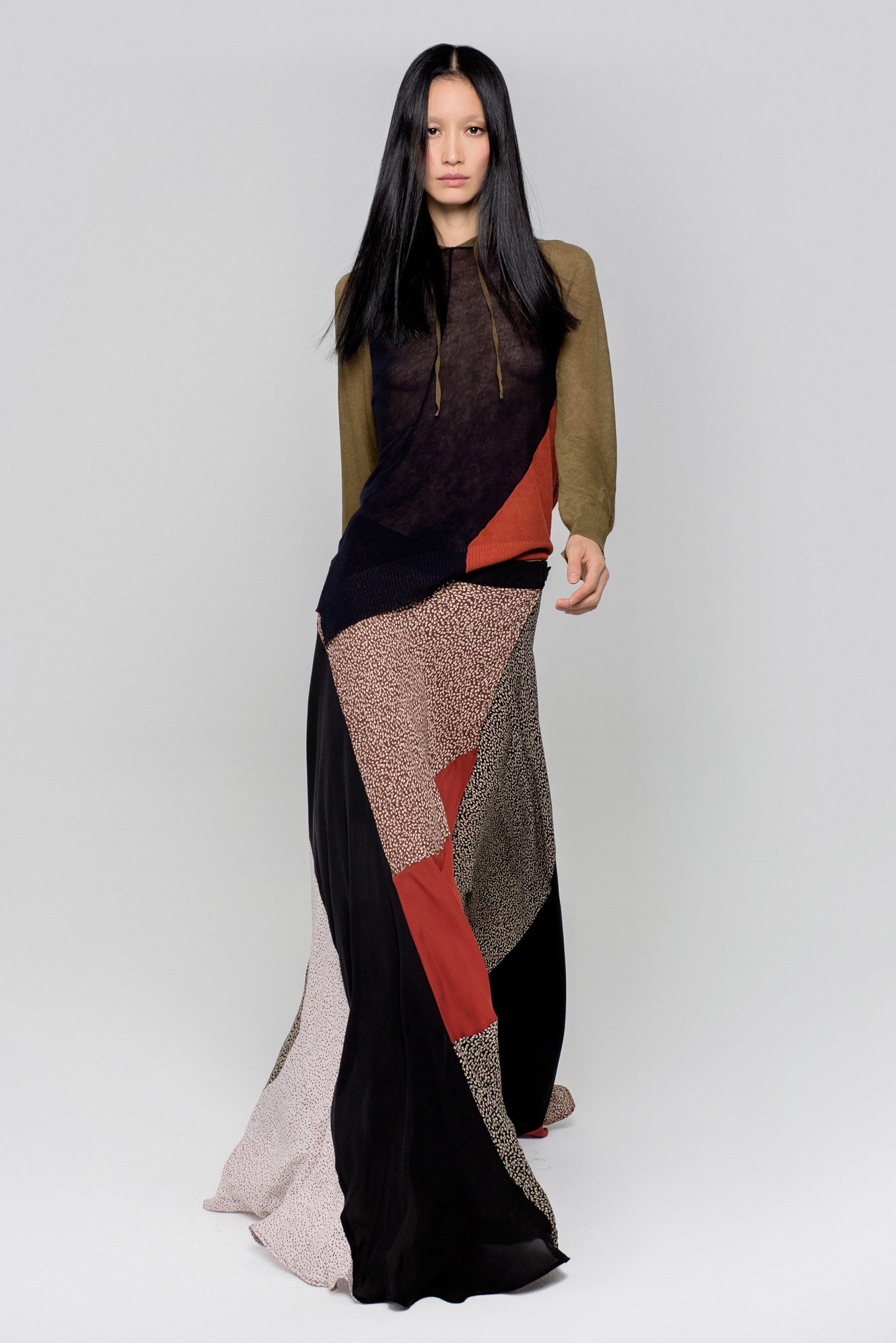 color-blocked maxi dress