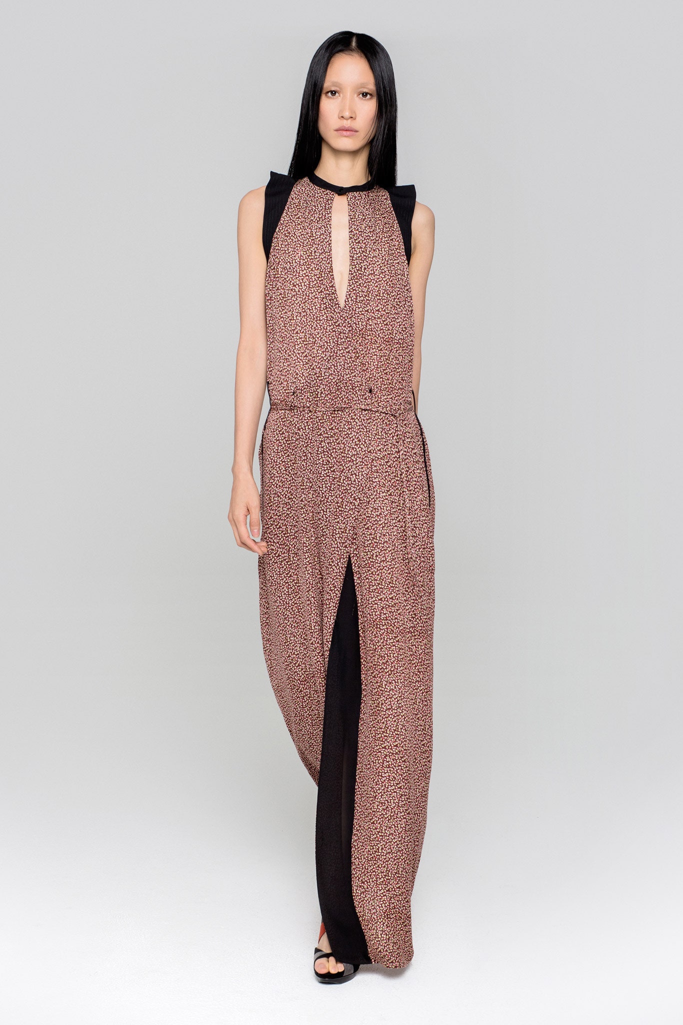 black and brown maxi dress
