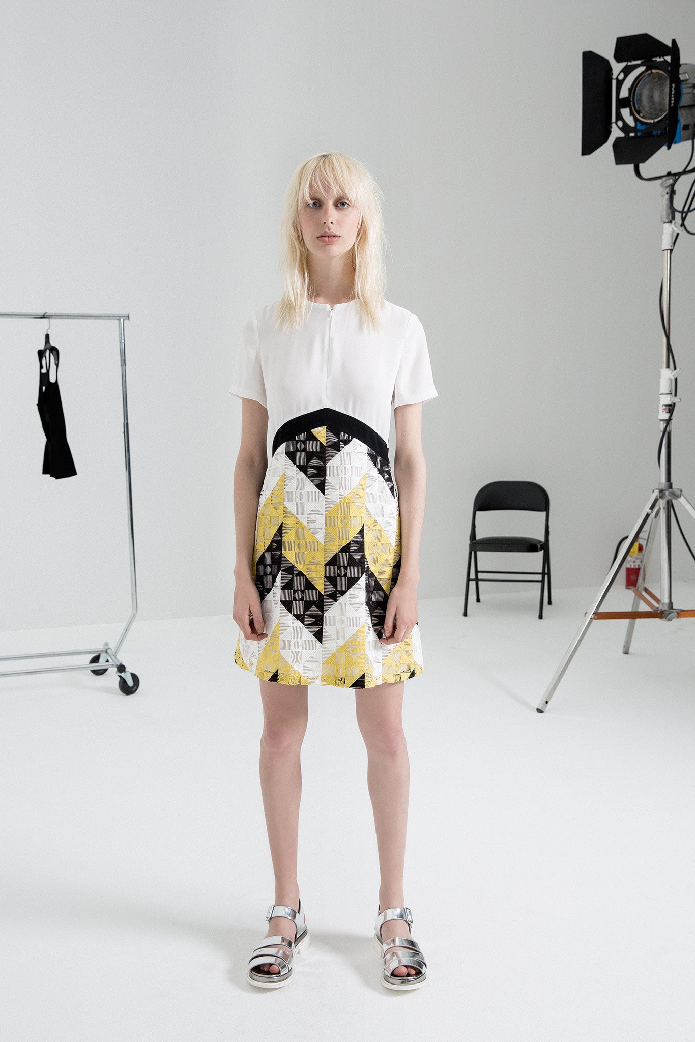 color-blocked mini dress