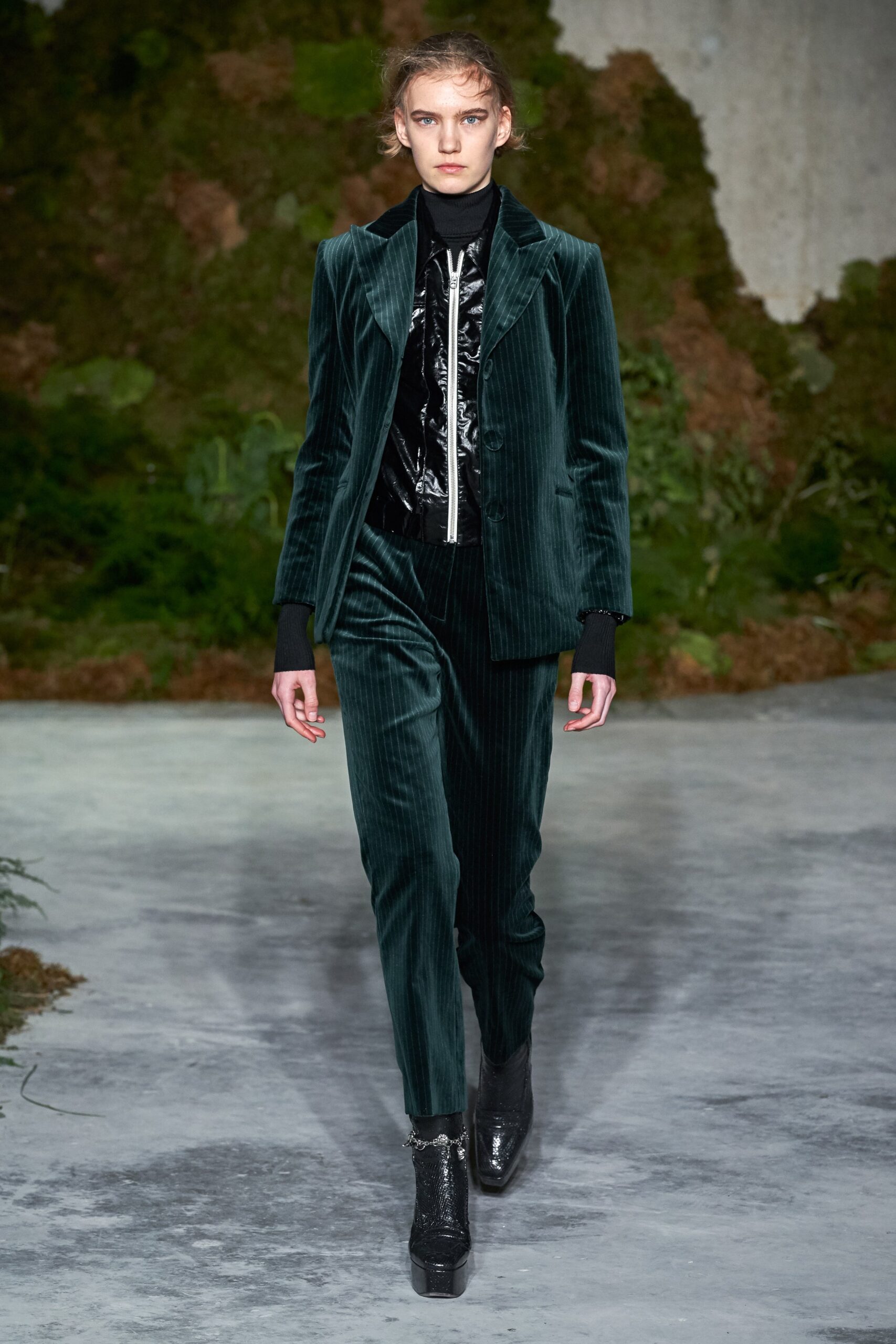 green velvet tailored suit
