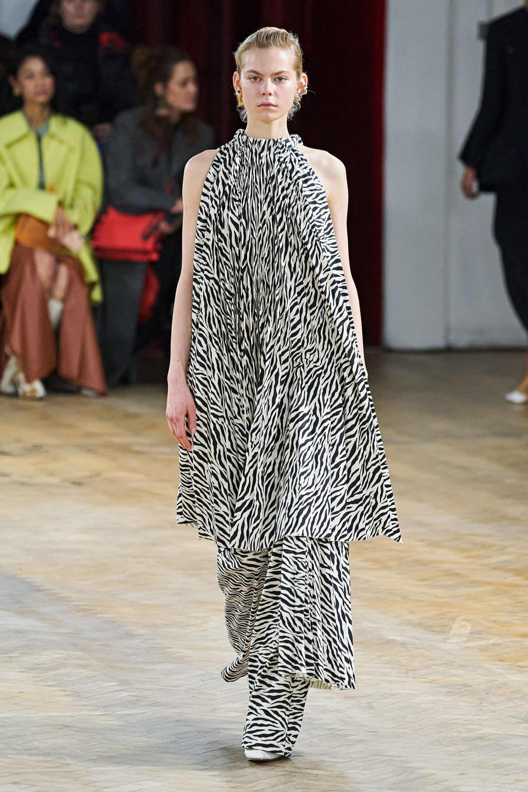 black and white printed maxi dress