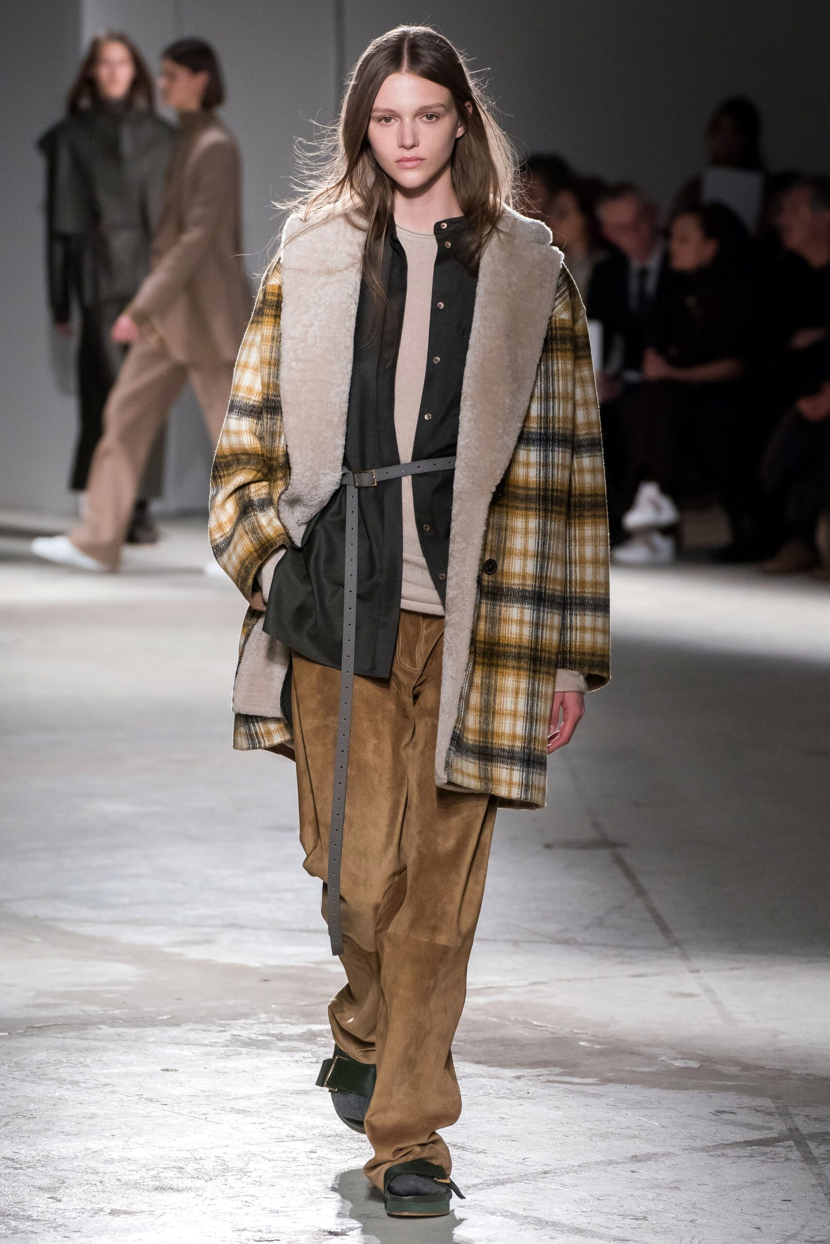 brown suede relaxed straight-leg pants