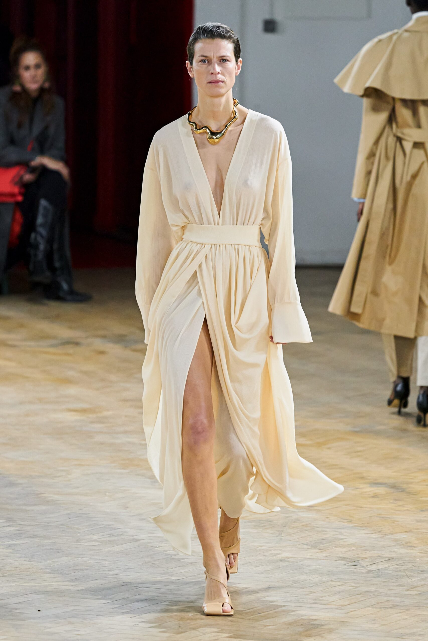 ivory silk fitted dress
