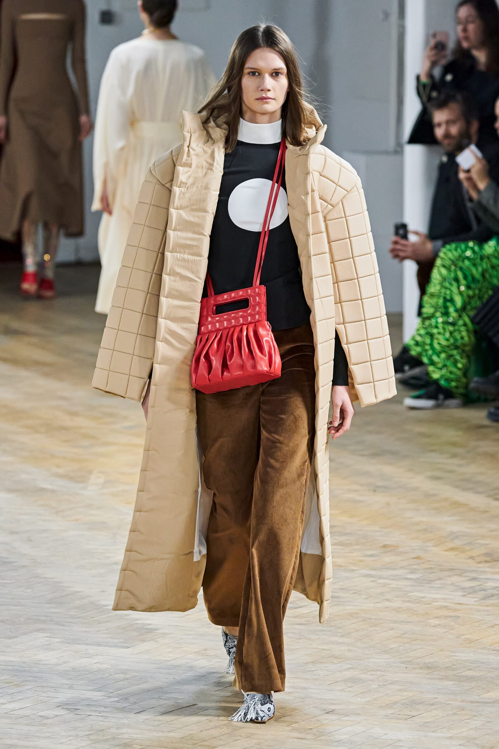 brown velvet fitted straight-leg pants