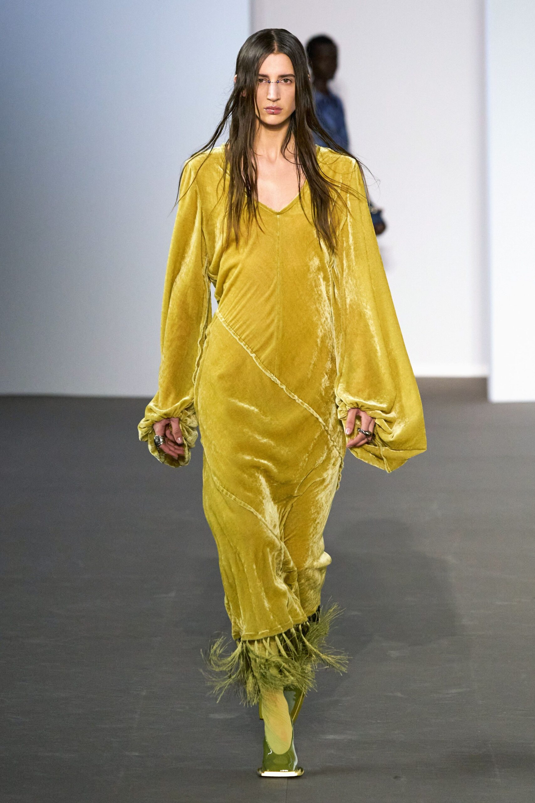 yellow velvet relaxed dress