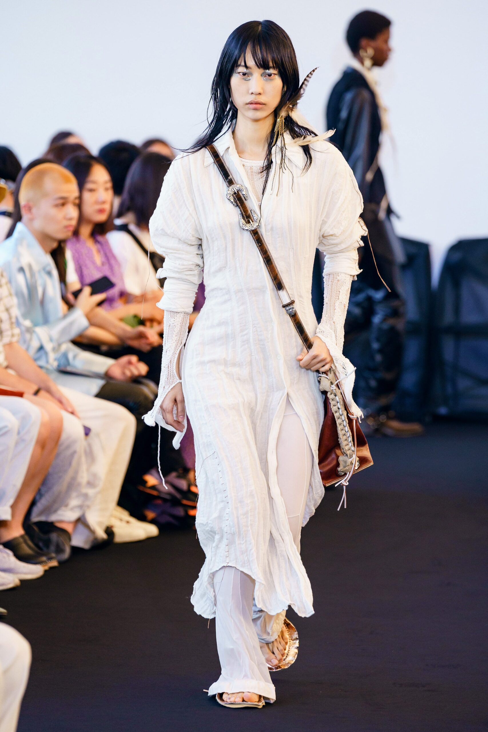 white fitted midi dress