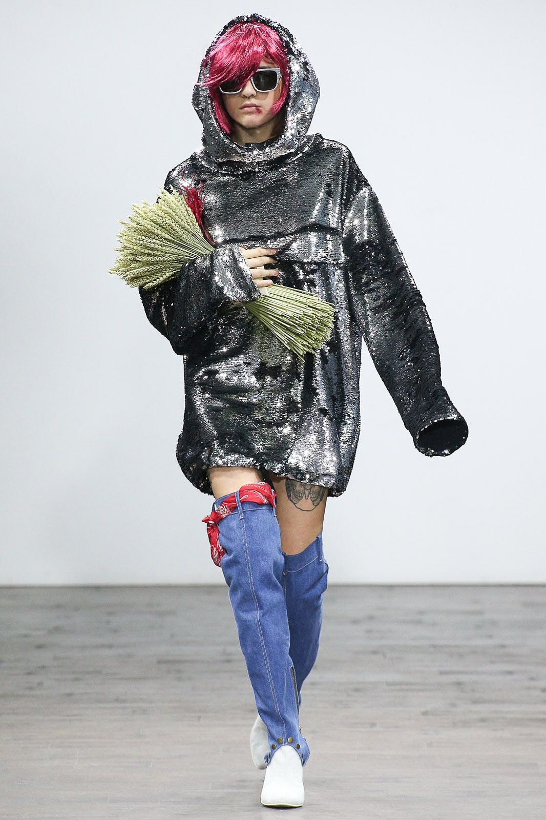 oversized black sequin hoodie