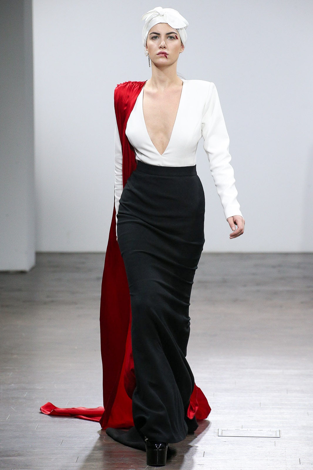 black and white fitted gown