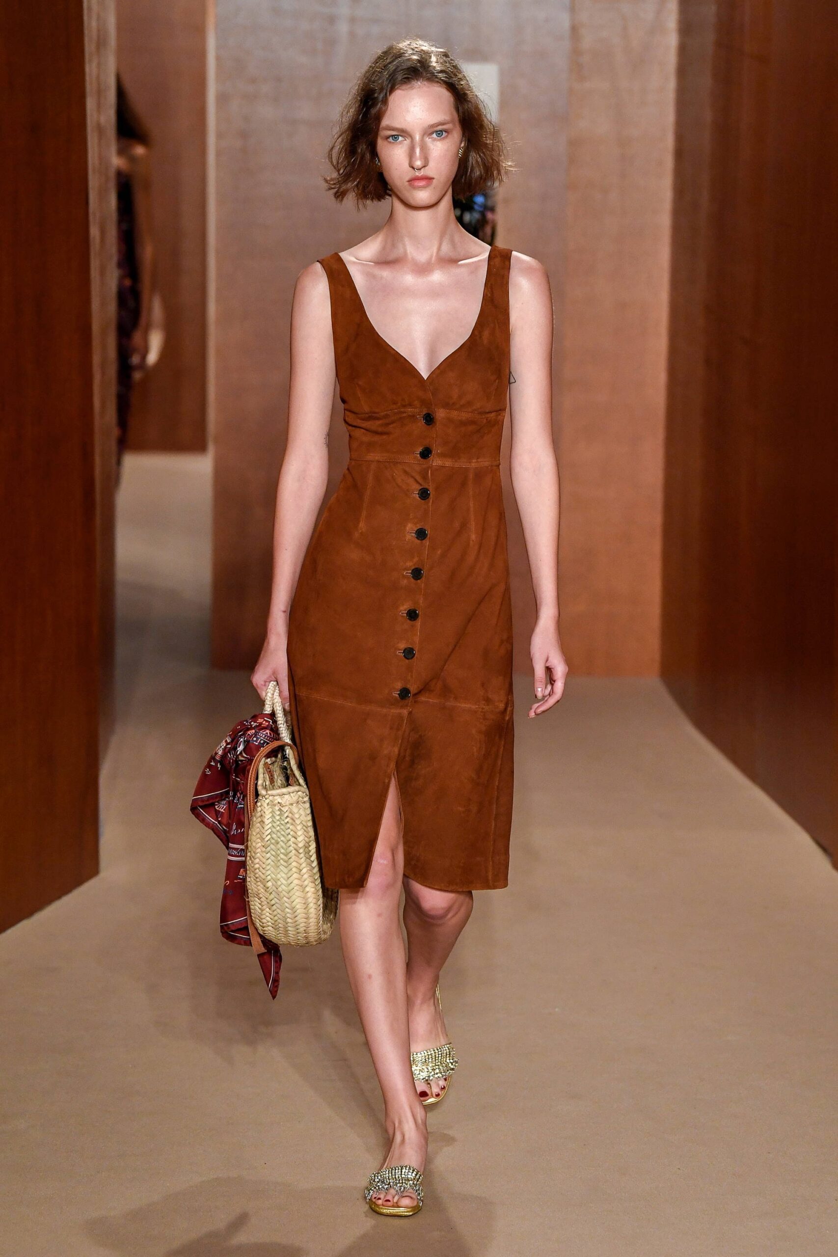 brown suede sleeveless dress