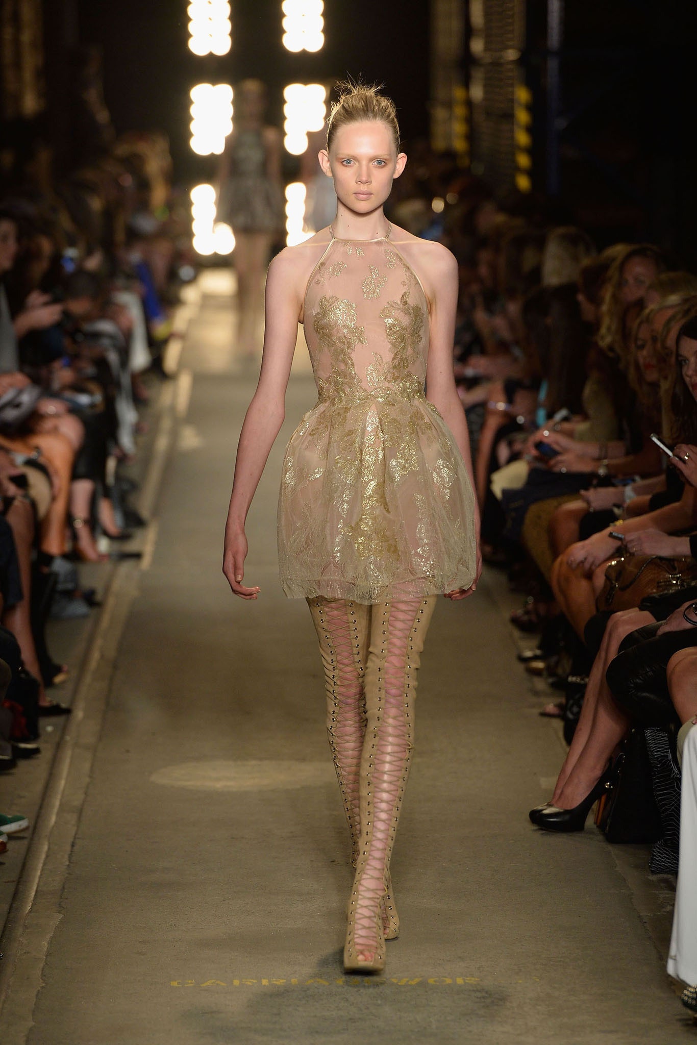 gold embroidered mini dress