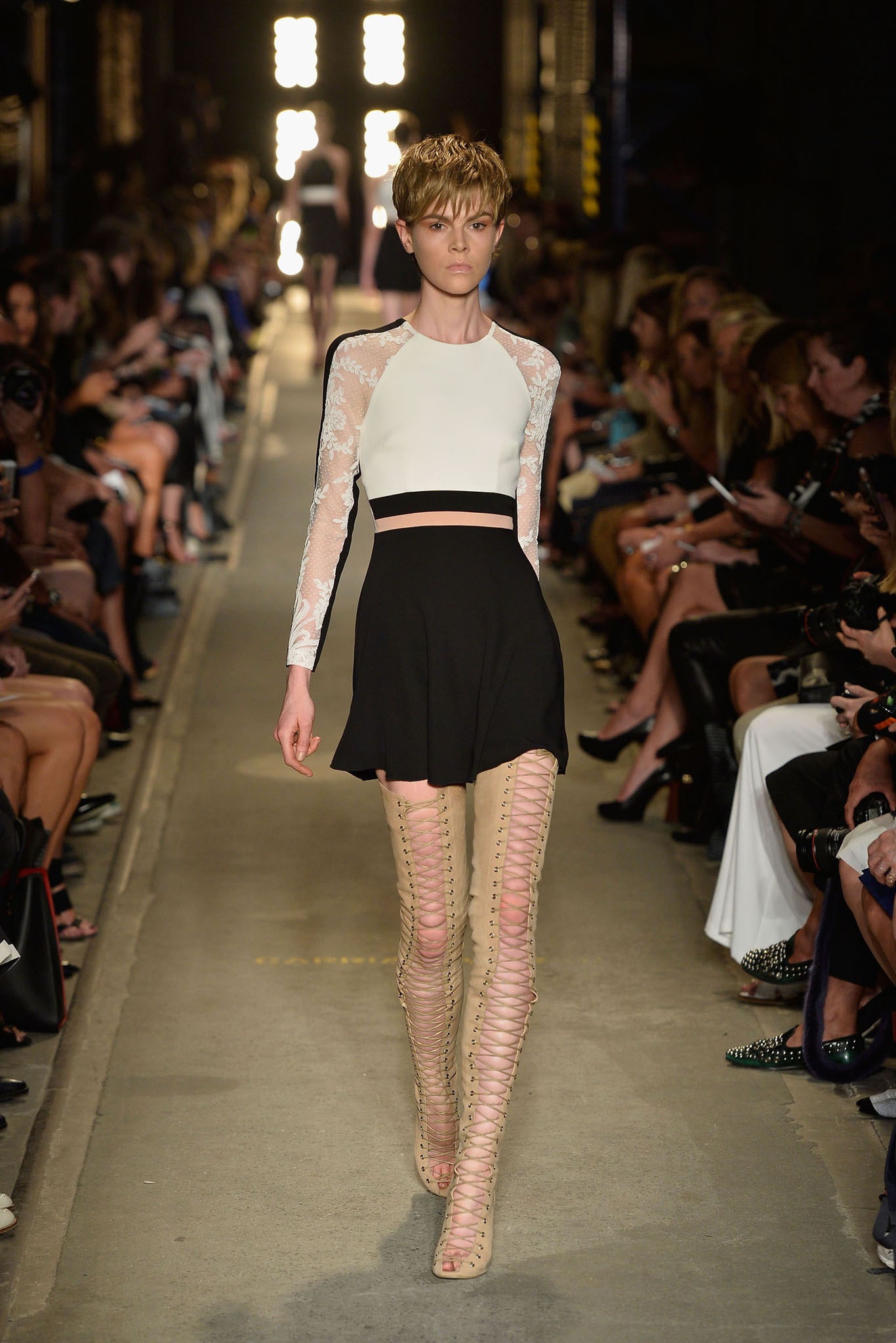 white black fitted top mini skirt